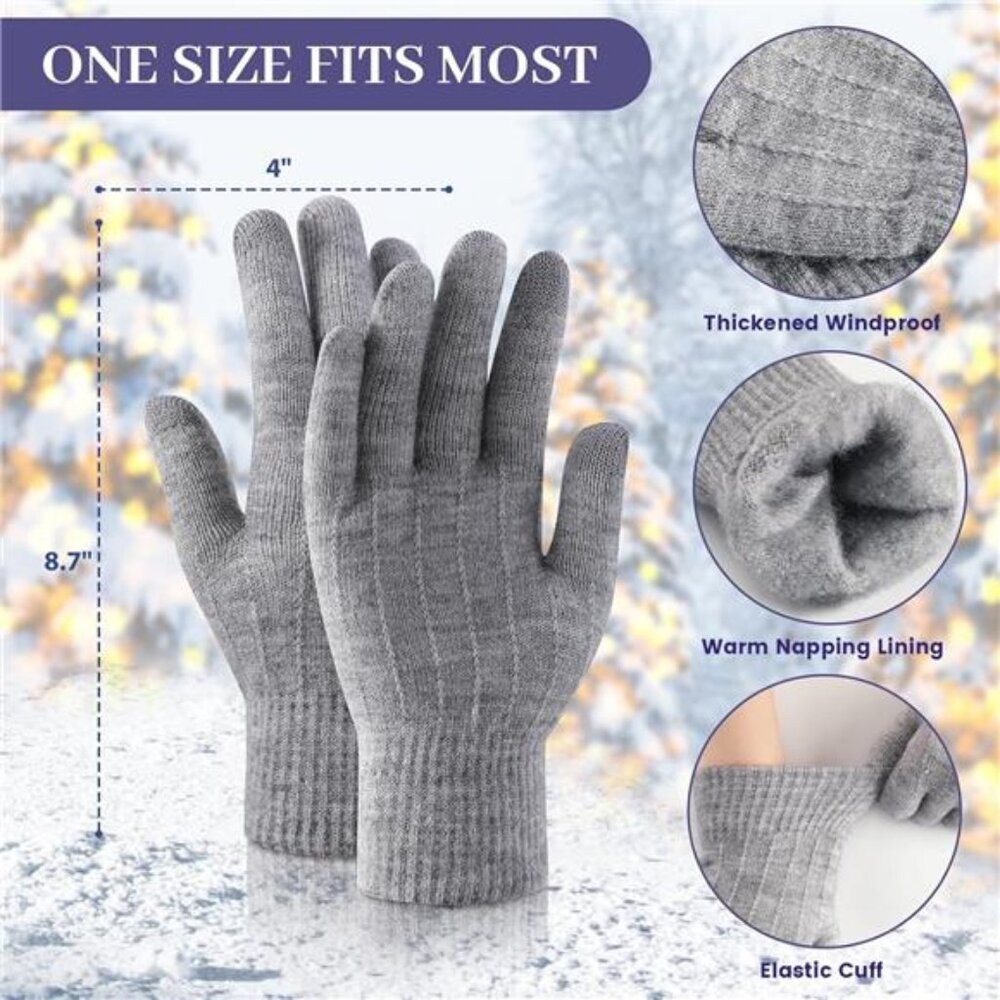 4 Pairs Winter Gloves Women Men Cold Weather Valentines - Picture 2 of 7
